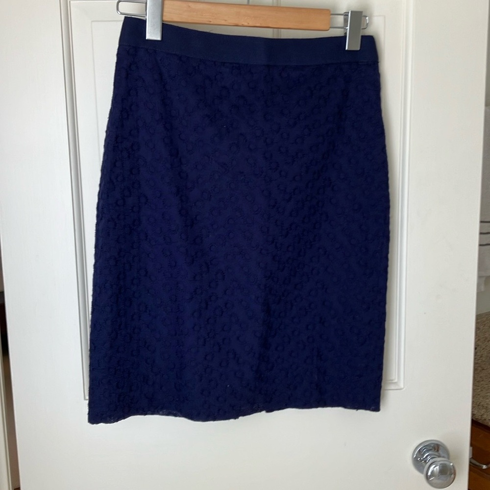 Jcrew Navy textured cotton pencil skirt